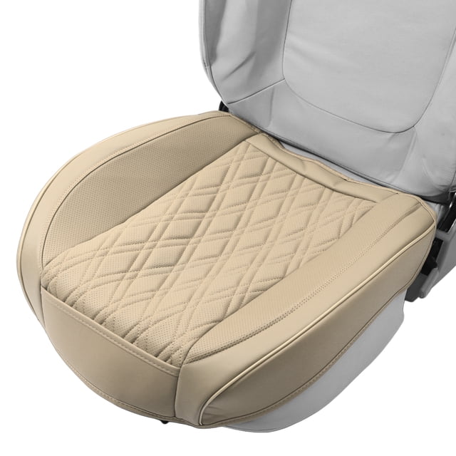 Funda para Asiento Inferior de Coche Beige de Cuero Sintético Rombo Semi-cerrada Estéreo Universal para Coche SUV Camión 1 Pc