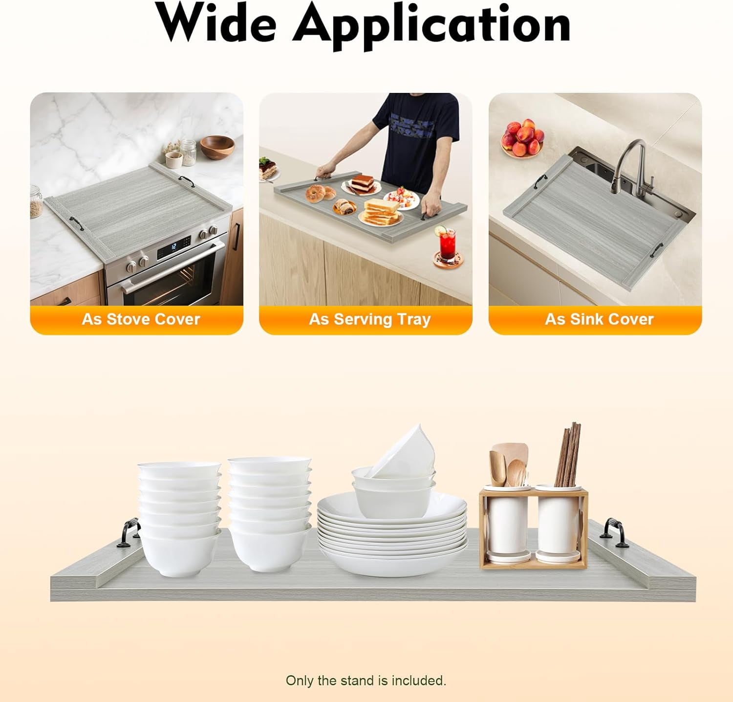 Noodle Board Stove Cover - Melamine Board Stove Top Covers for Electric Stove and Gas Stove, Wooden Stovetop Cover Stove Burner Covers - Sink Cover RV Stove Top Cover