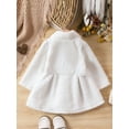 thumbnail image 4 of Musuos Kids Girls Winter Coat, Solid Color Long Sleeve Lapel Plush Jacket Double Breasted A-Line Outwear, 1-6 Years, 4 of 9