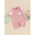thumbnail image 3 of CIYCuIT Baby Boys Girls Summer Jumpsuit Plaid Print Patchwork Short Sleeve One Piece Romper Newborn Infant Casual Shorts Playsuit 3M 6M 12M 18M, 3 of 8