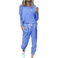 thumbnail image 3 of CFLVAEK Plus Size Womens Sweatpants 2pcs Sets Casual Crewneck Long Sleeve Pullover and Drawstring Sweatpants Cute Heart Graphic Athletic Sweat Suits with Pocket Blue XXXL, 3 of 6