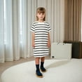 thumbnail image 4 of Ruyang Girls Spring Summer Striped Flowing Dress Short Sleeve Round Neck Active Dresses Causal Cute Playing Dress, 4 of 4