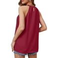 thumbnail image 5 of Blusa informal sin mangas con cuello halter para mujer, blusa informal holgada con volantes a la moda, suave y transpirable, para verano, 5 of 5
