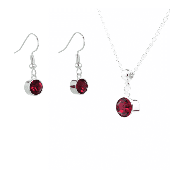 Silver January Birthstone Necklace and Drop Earrings Set with Bohemian Crystals, Silver Plated, Birthday Month Gift, Great for Mom.