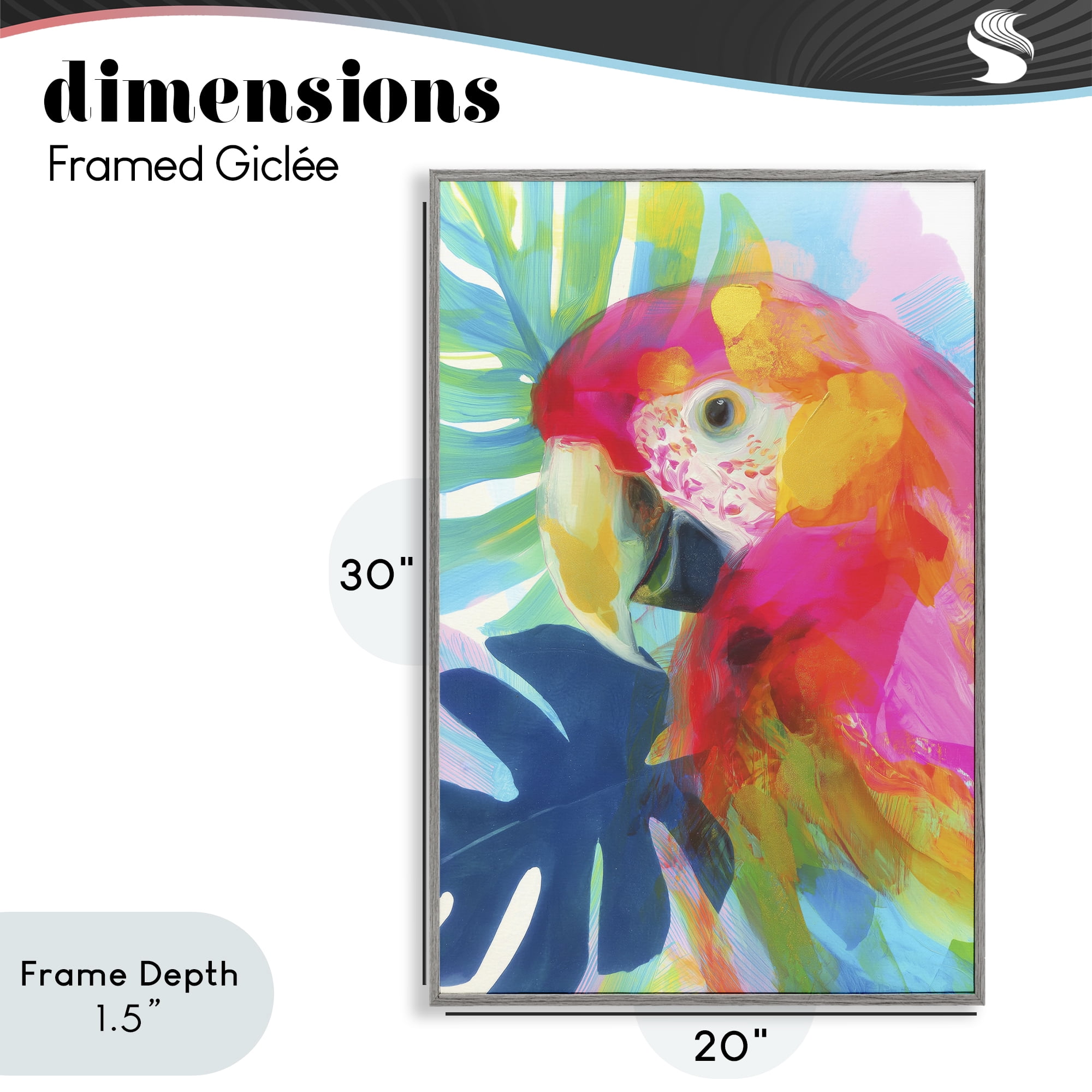 Stupell Industries Scarlet Macaw in Paradise Gray Framed Giclee Art, design by Chromatic Storm Studio