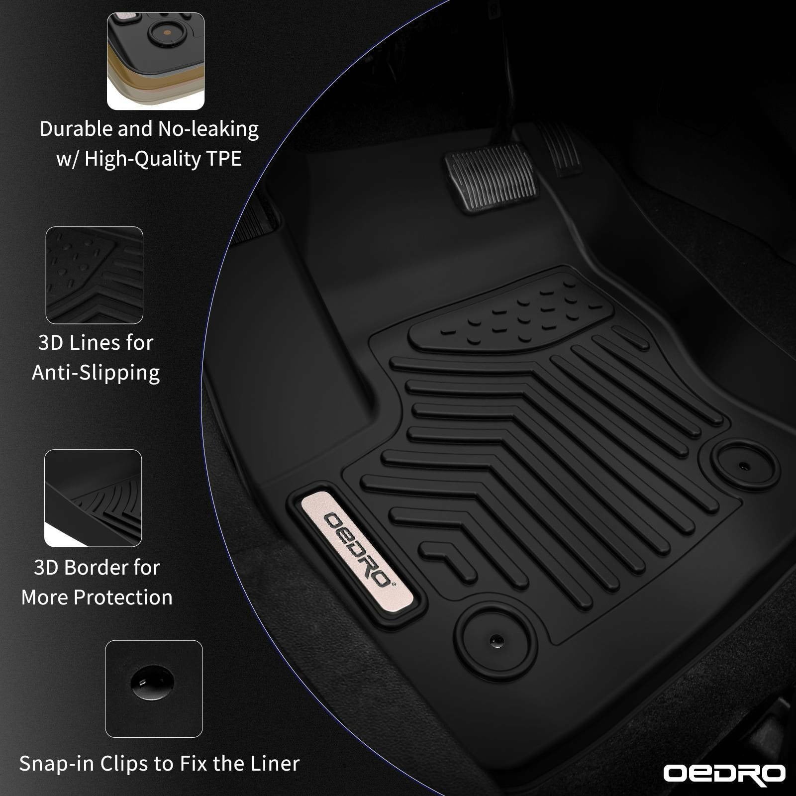 RVNI Floor Mats Liner 3 Rows Set for 2018-2024 Expedition 2nd Row Bucket Seats