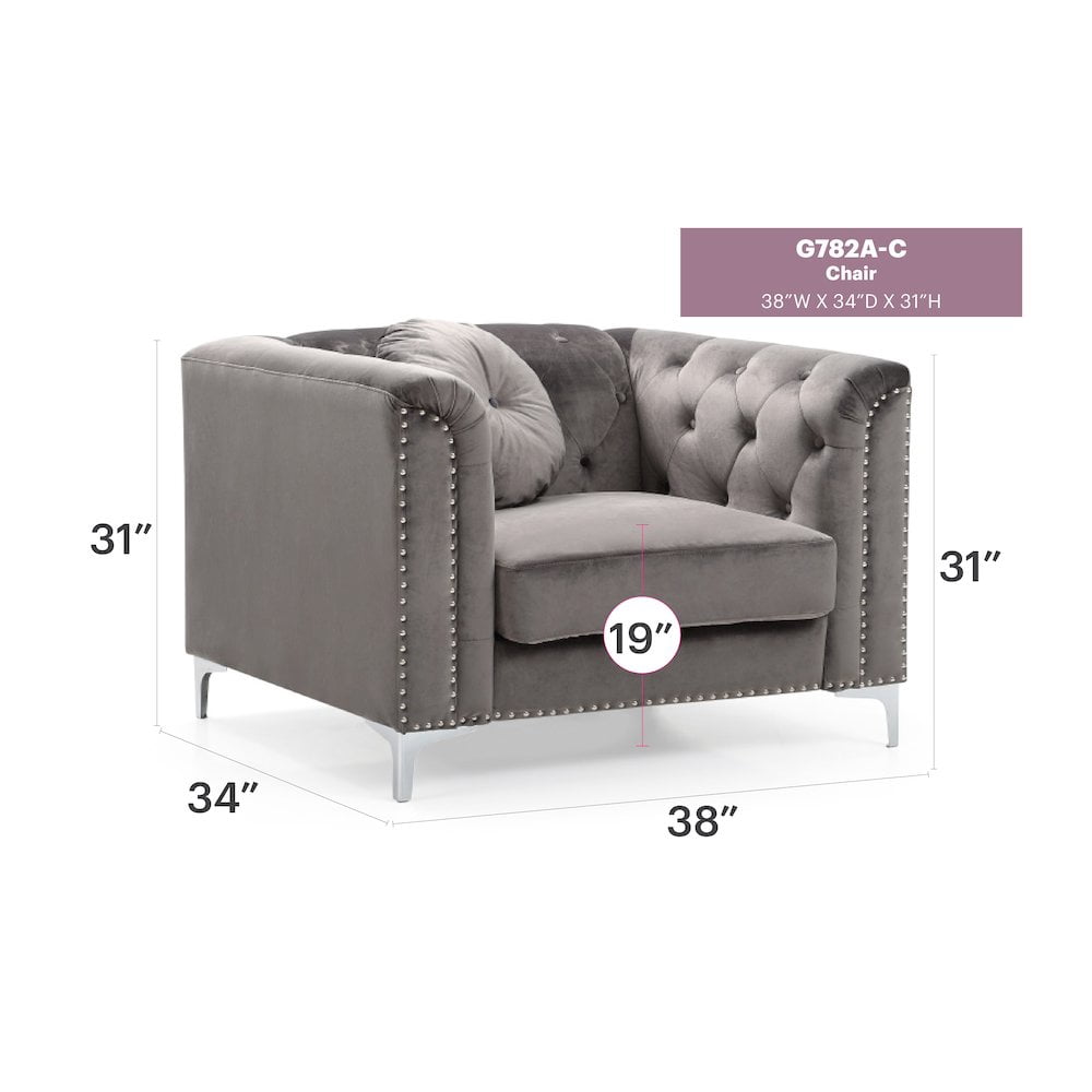 Glory Furniture Pompano Accent Chair in Dark Gray Color