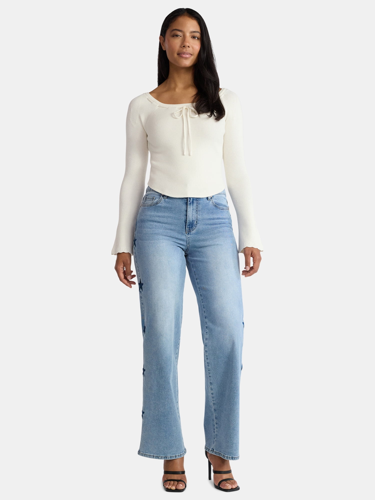 Madden NYC Women's Ultra 90s Fit Jeans with Embroidery, 32" inseam, Sizes 00-18
