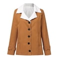thumbnail image 4 of Fleece Winter Coat for Women Sherpa Lined Warm Plus Size Button Down Lapel Collar Long Sleeve Casual Jacket, 4 of 6
