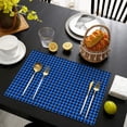 thumbnail image 4 of Blue Black Geometric Pattern Summer Placemats Table Placemats Set Of 4-Linen Kitchen Washable Placemats Table Mats 11.8"x17.7" Non-Slip Heat Resistant, 4 of 6