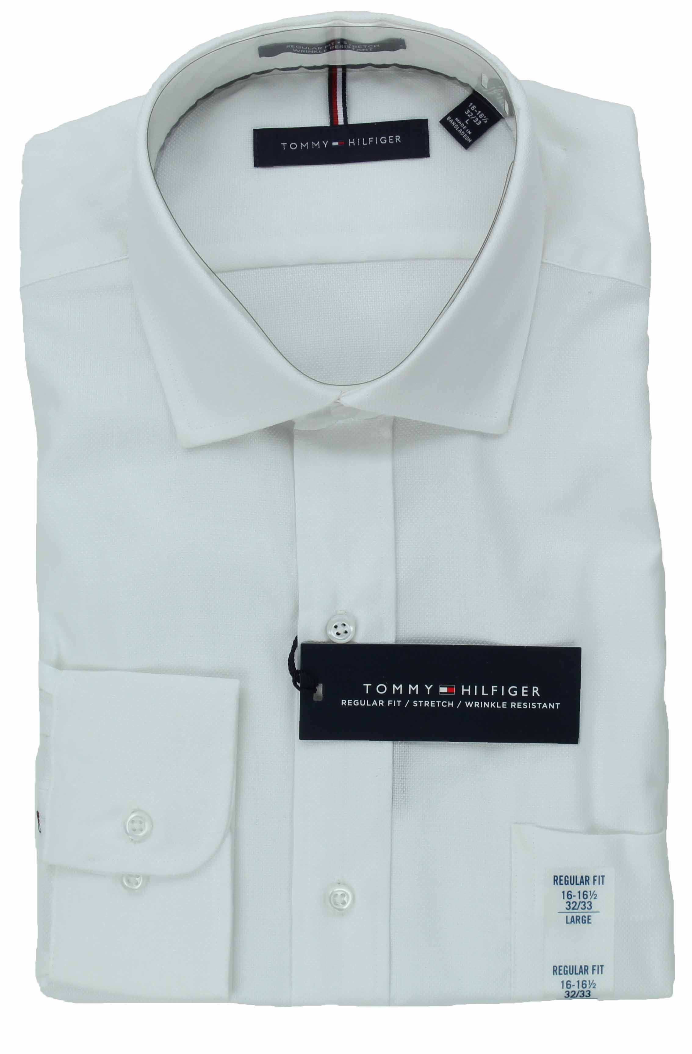 Tommy Hilfiger Men's Regular Fit Stretch Wrinkle Resistant Dress Shirt