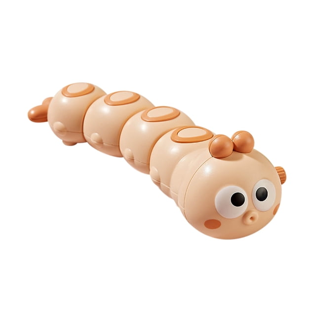 Brown Wind Up Crawling Caterpillar Toy For Kids Early Development With Clockwork Movement And Color Recognition Size Approx 5.9In Long Weight 0.13Lb Fun Playtime Activity