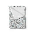thumbnail image 2 of Floral Soft Flannel Fleece Throw Blanket, Damask Antique Baroque Curls Classic Old Fashioned Royal Revival, Cozy Plush for Indoor and Outdoor Use, 70" x 90", Grey Pale Blue White, by Ambesonne, 2 of 5