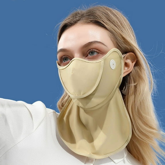 MSJUHEG Neck Gaiter Women,Loops Face Mask,Bandana Face Mask,Motorcycle Face Mask for Women,Cloth Face Mask for Women,Mask Covering Neck Hanging Ear Type Khaki 1 One Size