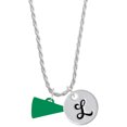 thumbnail image 1 of Delight Jewelry Acrylic 3/4" Green Megaphone Silvertone Script Initial Disc - L - Charm Necklace, 20"+3", 1 of 4
