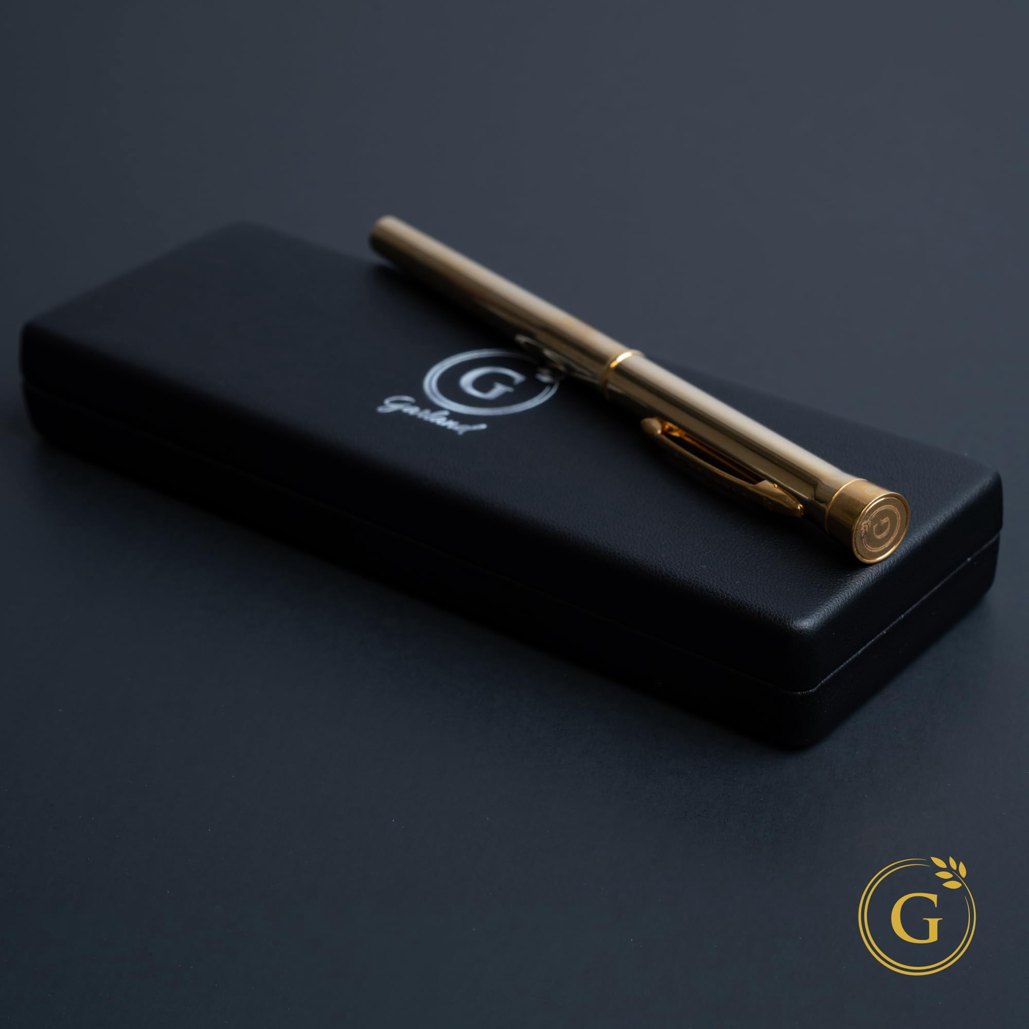 Garland Signature Slim Metal Luxury Rollerball Pen– Made in USA- Heirloom-Quality Brass Pen, Elegant “G” Accent Piece, Premium Gift Box, Executive Desk, Gifts, Professionals, Refillable- 24K Gold