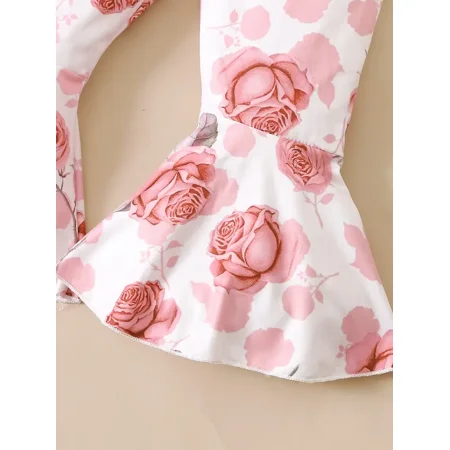 

GEDER-F Girls Long Sleeve & Flare Pants With Flower Pattern & Headband For Fall Winter New