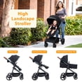 thumbnail image 2 of Convertible Baby Stroller, Foldable Pushchair, Newborn Reversible Bassinet Pram with Adjustable Canopy, Aluminum Structure, 5-Point Harness for Infant & Toddler (Black), 2 of 5