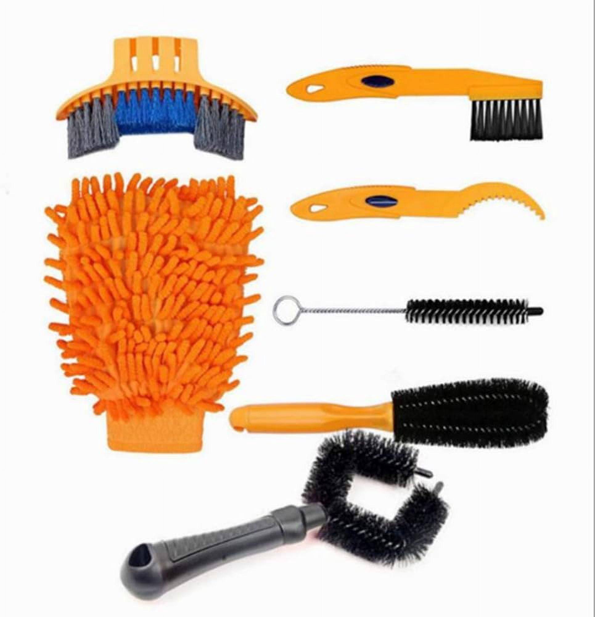 HSHDLDF Bicycle Cleaning Brush Chain Cleaning 7 Piece Set Bicycle Maintenance Tool Suitable for Mountain Bikes Folding Bikes BMX Bikes and Motorcycles