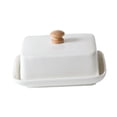 thumbnail image 3 of Mantequera de cerámica con tapa, elegante y grande, para guardar mantequilla y queso crema. Blanco, 3 of 9