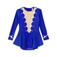 thumbnail image 5 of YEAHDOR Kids Girls Circus Trapeze Show Costume Rhythmic Gymnastics Leotard Dress Long Sleeve Skating Jumpsuit Royal Blue 16, 5 of 7