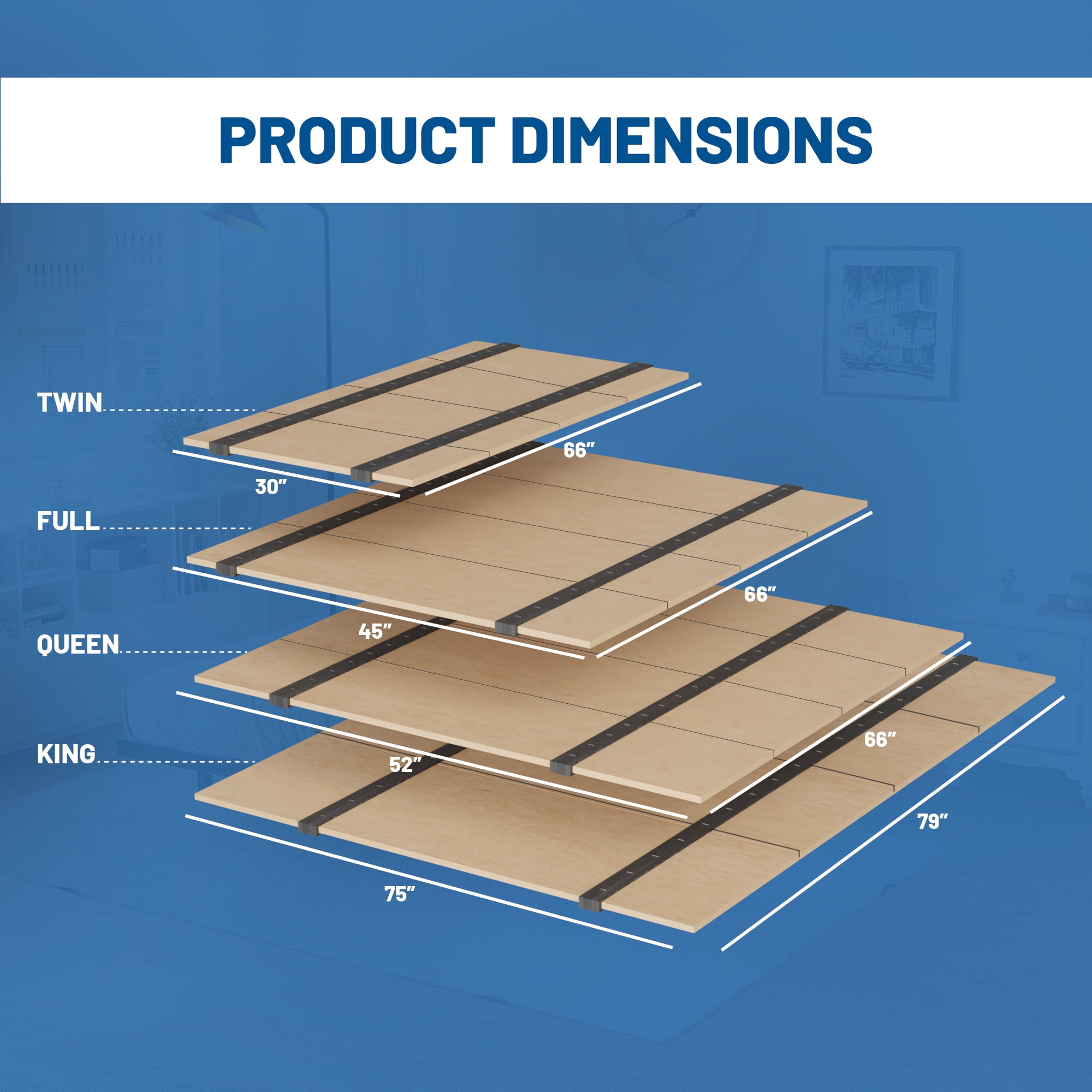Continental Sleep, Folding Bunkie Board – Low-Profile 66″ x 30″ Mattress Support Platform for Daybeds, Bunk Beds, Futons & Metal/Wood Frames – Prevents Sagging, Easy to Install & Store.