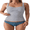 Blue Stripe, variant on SOMER Women's Tankini Swimsuit 2 Piece Set Bathing Suits Tummy Control High Waisted Ruched Bikini Swimwear