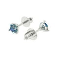 thumbnail image 2 of 14K Solid Gold Screw Back Stud Earrings for Women | 0.5 cttw Round Cut Blue Moissanite | White Gold, 2 of 5