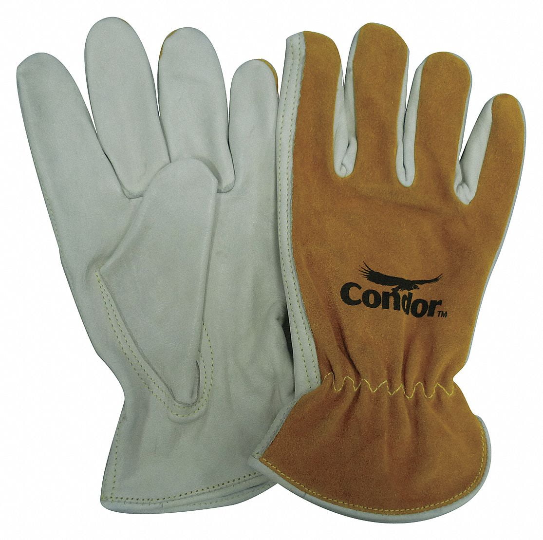 CONDOR 5AJ35 Leather Gloves,Knit Wrist,S,PR 