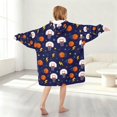 thumbnail image 2 of Basketball and Star Navy Pattern Flannel Blanket Hoodies for Teens ,Teens Oversize Sherpa Wearable Hooded Blanket Sweatshirt with Super Pockets, 2 of 6