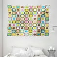 thumbnail image 1 of Retro Tapestry, Abstract Grunge Background with Geometric Cubes Inner Circles Artful Graphic Design, Wall Hanging for Bedroom Living Room Dorm Decor, 80W X 60L Inches, Multicolor, by Ambesonne, 1 of 2