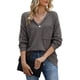 thumbnail image 1 of Top de manga larga con cuello en V para mujer, Jersey informal de fibra de poliéster, corte holgado, tejido tipo gofre, para otoño, 1 of 5