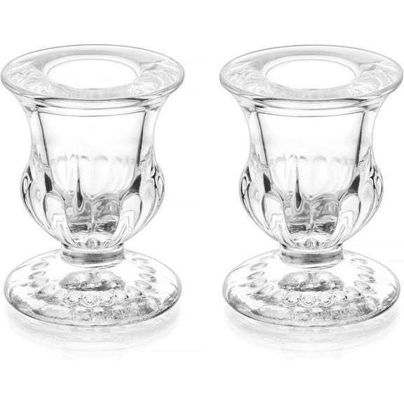 4Pcs Glass Taper Candle Holders - Clear Small Candlestick Holder Bulk, Thicker Glass Candle Sticks Set for Wedding Christmas Party Dining Table Table Centerpiece Decor
