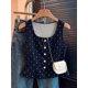 thumbnail image 1 of Blusa Sin Mangas Con Lunares Blancos Y Botones De Perla En Azul Marino, 1 of 30