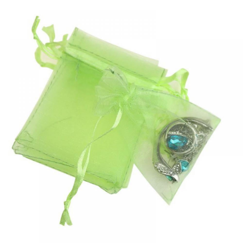 20pcs Green Drawstring Organza Bags Packaging Wedding Party Gift 7x9cm 