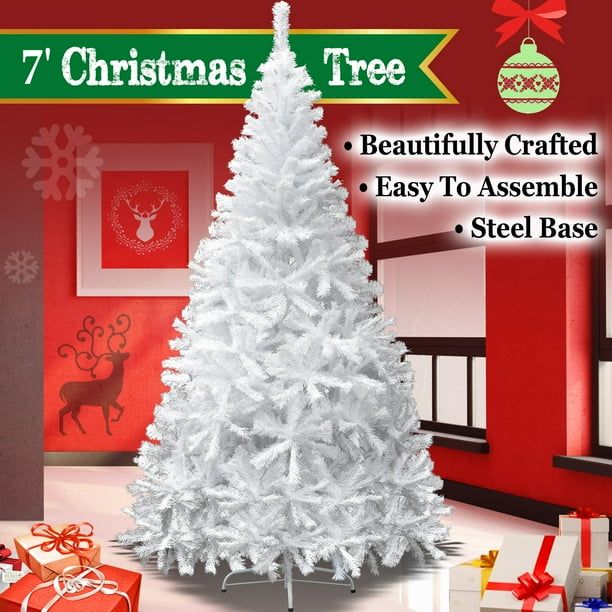 Strong Camel 7 Feet Artificial Christmas Tree With Solid Metal Stand White Walmart Com Walmart Com