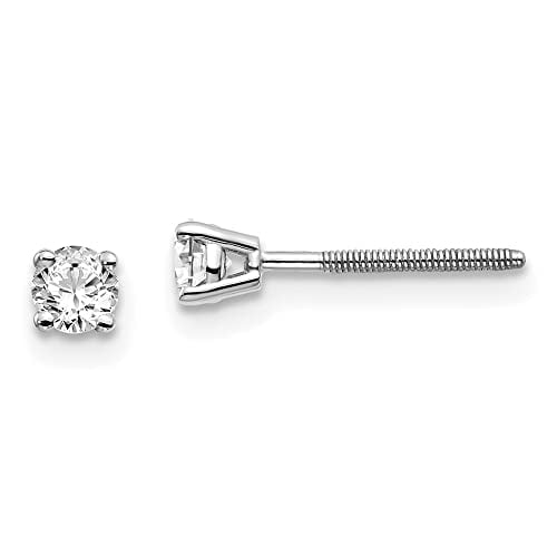 14K White Gold .25ct SI3 G-I Diamond Stud Thread On and Off Post Earrings