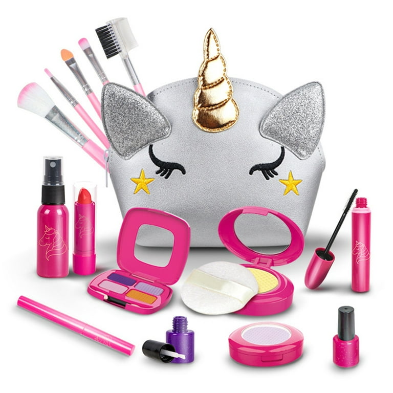 Kids Real Makeup Kit For Little Girls: With Pink Unicorn Bag - Real, Non  Toxic, Washable Make Up Toy - Gift For Toddler Young Children Pretend Play