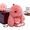 thumbnail image 2 of Bunny Keychain Cute Rex Rabbit Faux Fur Keychain Car Handbag Keyring, 2 of 2