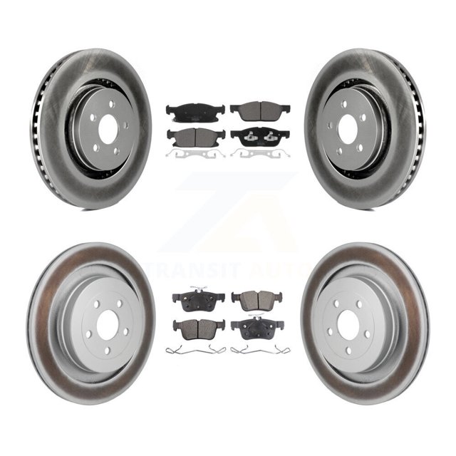 Transit Auto Front Rear Coated Disc Brake Rotors and Ceramic Pads Kit for Car 2019-2023 Lincoln Nautilus with Vented KGT-103427