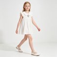 thumbnail image 4 of Girls Baby Doll Dress Peter Pan Collar Tunic Floral Embroidered Sleeveless Blouse Ruffle Cotton Dress for Girls, White, Sizes, 4 of 6