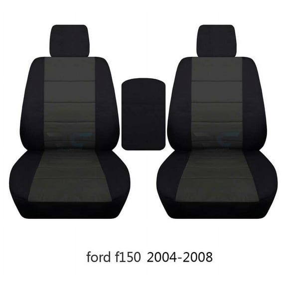 Fits 2004-2008 Ford F-150 Velour Seat Covers Center Console NO Int Seat Belt: Black Charcoal