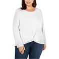 thumbnail image 1 of Style & Co. Womens Twist-Front Knit Blouse white 1X, 1 of 1