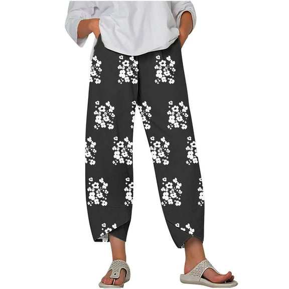Zuesphe Womens Pants Casual with Pockets Women Capri Pants for Summer Denim Womens Flowy Pants with Pockets Womens Cargo Pants High Waisted Baggy