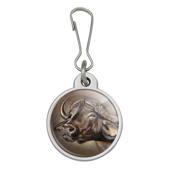 Cape African Buffalo Jacket Handbag Purse Luggage Backpack Zipper Pull Charm