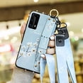 thumbnail image 1 of Case for Huawei P20 Pro, Rhinestone Painting Cloth Embossed Stylish Soft TPU Frame Glitter Thin Multicolor Soft Holder Stand Wrist Strap Full Protection Bumper, by IBAOLE -Purple Blue Huawei P40 Pro+, 1 of 9