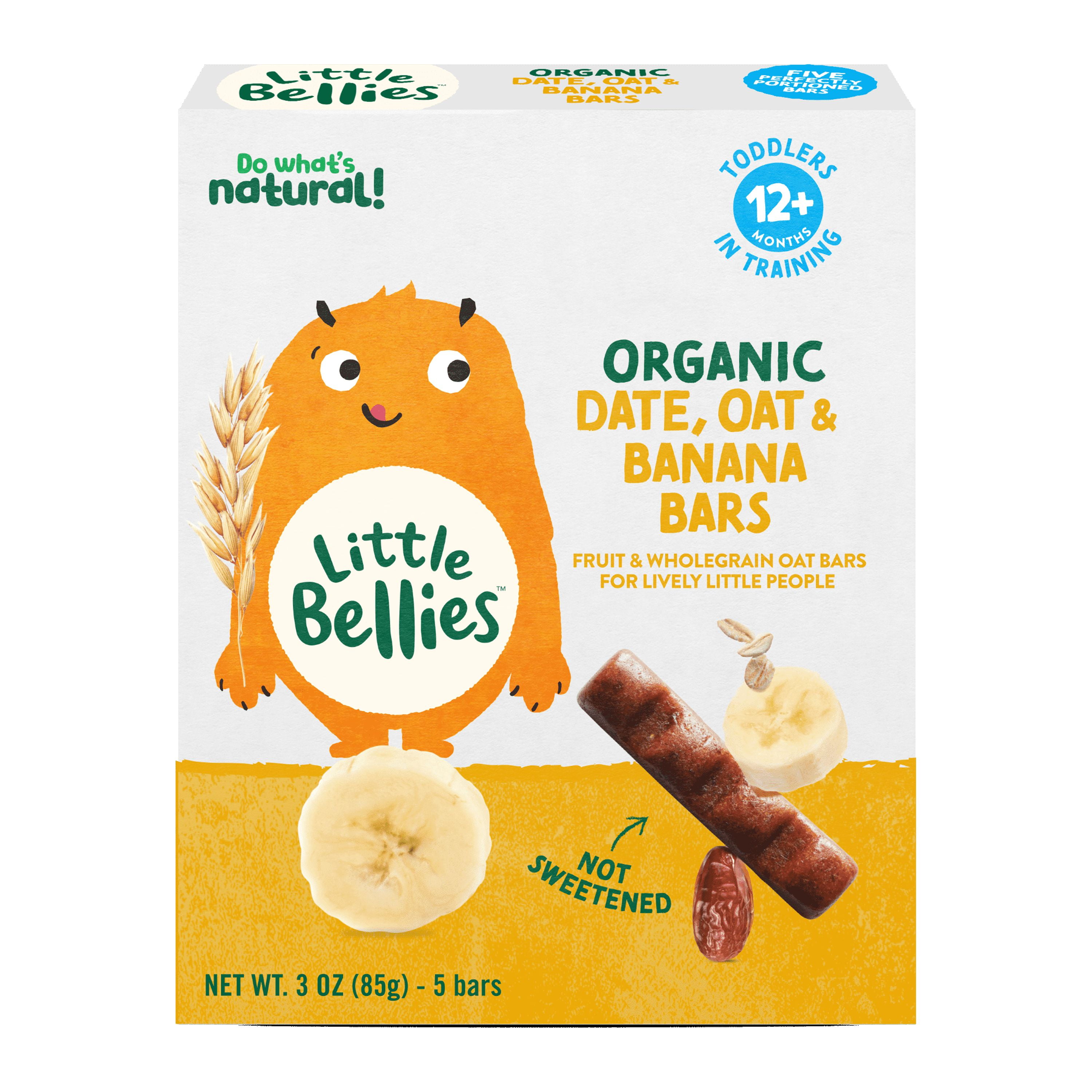 (3 pack) Little Bellies Organic Date, Oat & Banana Bars, 3 oz, Toddler Snacks, 6 Pack