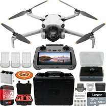 DJI Mini 4 Pro Folding Drone with RC 2 Remote (With Screen) Fly More Combo, 4K HDR Video Camera, Under 249g, 3 Batteries Bundle with Deco Gear Custom Hard Case Wide Angle Lens & Accessories