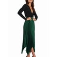 thumbnail image 3 of Women's Elastic Waist Pleated Skirts High Waisted Flowy Asymmetrical Low Midi Skirt for Summer Dark Green L, 3 of 10
