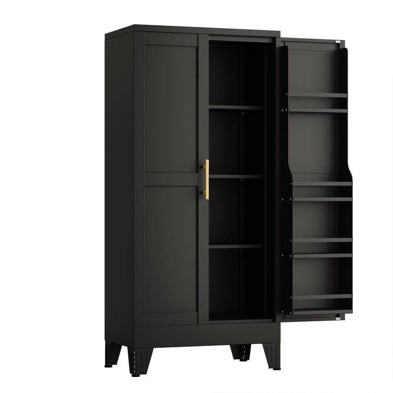 EROSOEI Sturdy Metal Kitchen Food Pantry Storage Cabinet with 2 Doors and 3 Adjustable Shelves